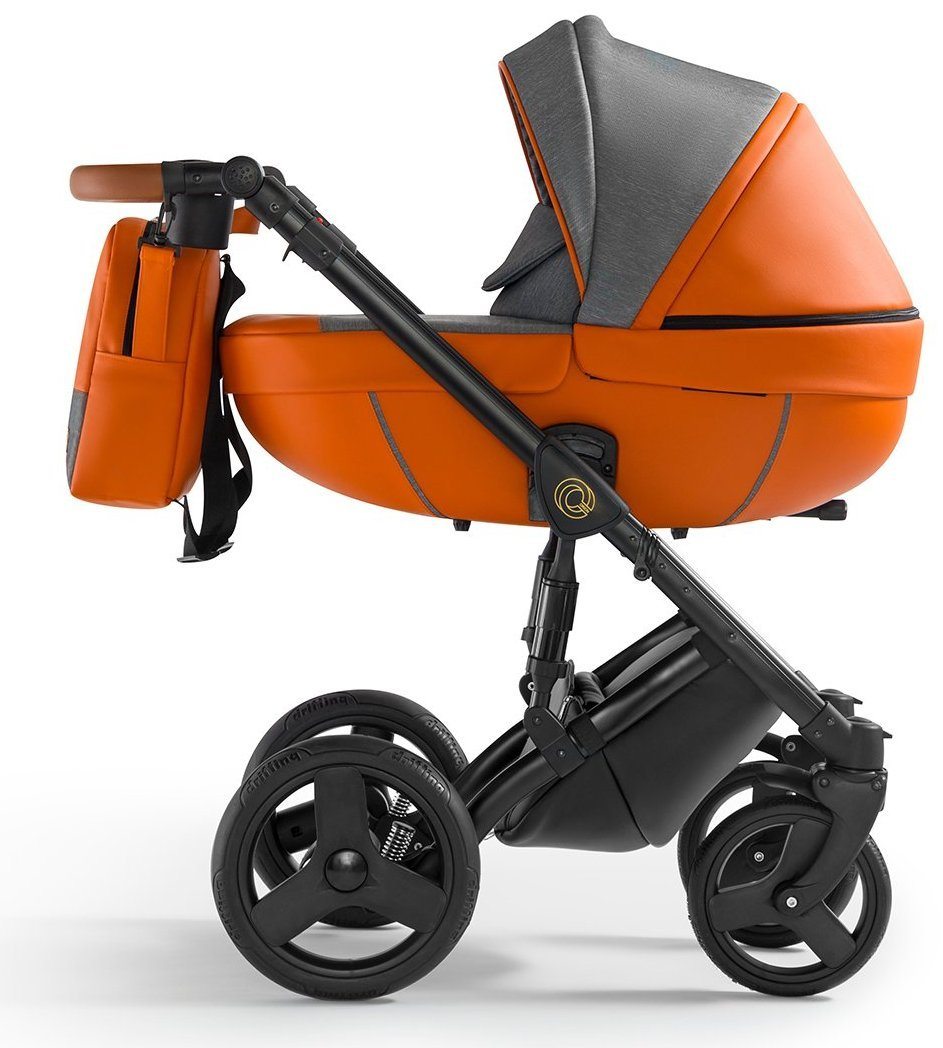 Orion Stroller 3in1 7 Orange Eco Leather – 3in1 Baby Pram Stroller Travel System with Car Seat – LuxePram UK
