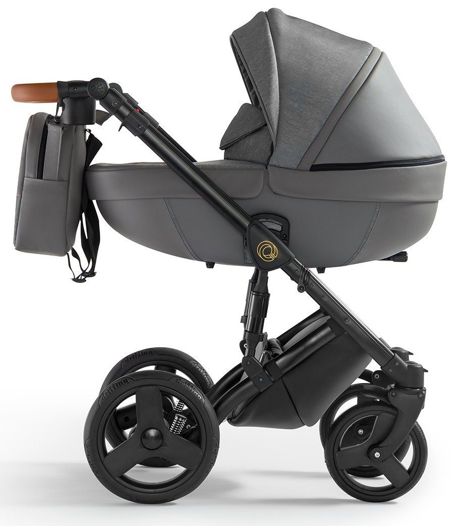 Orion Stroller 3in1 2 Dark Grey Eco Leather – 3in1 Baby Pram Stroller Travel System with Car Seat – LuxePram UK