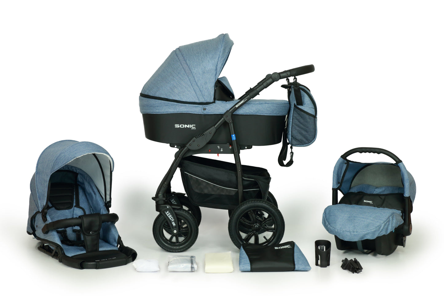 SONIC Stroller Plus 3in1 – 3in1 Baby Pram Stroller Travel System with Car Seat – LuxePram UK