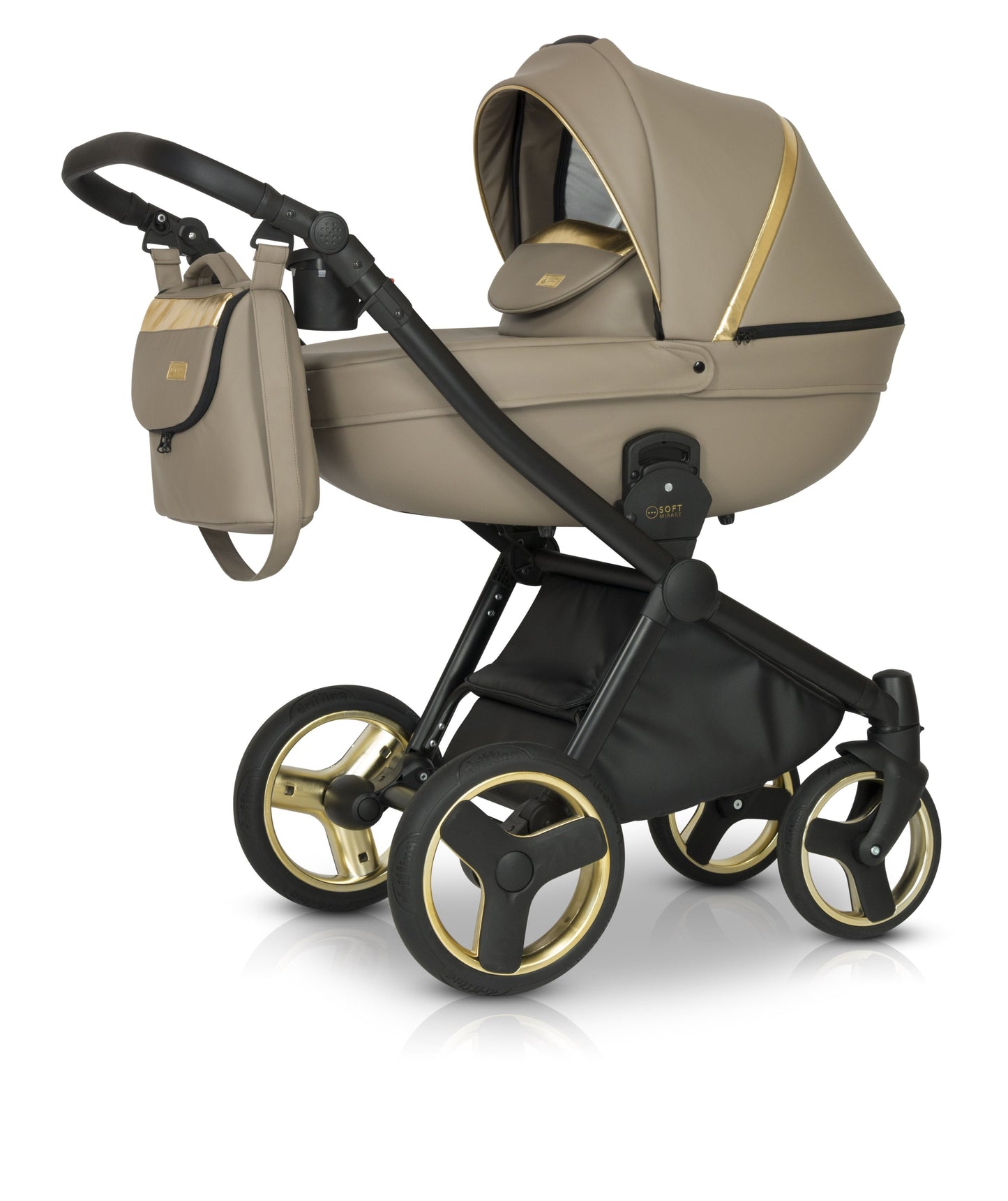 Mirage Soft Stroller 3in1 1 Ecru Eco Leather – 3in1 Baby Pram Stroller Travel System with Car Seat – LuxePram UK