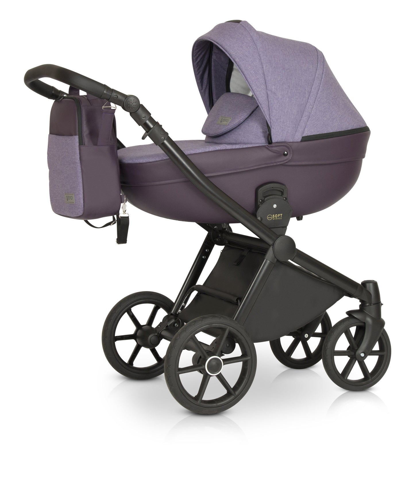Mirage Soft Stroller 3in1 7 Plum Eco Leather – 3in1 Baby Pram Stroller Travel System with Car Seat – LuxePram UK