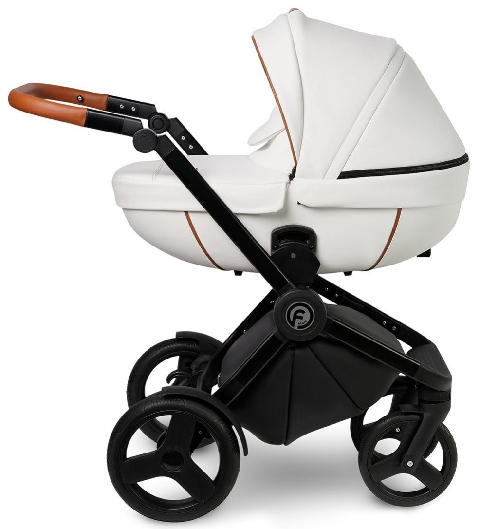Futuro Stroller 3 in 1 Travel System 6 White Diamond Eco Leather – 3in1 Baby Pram Stroller Travel System with Car Seat – LuxePram UK