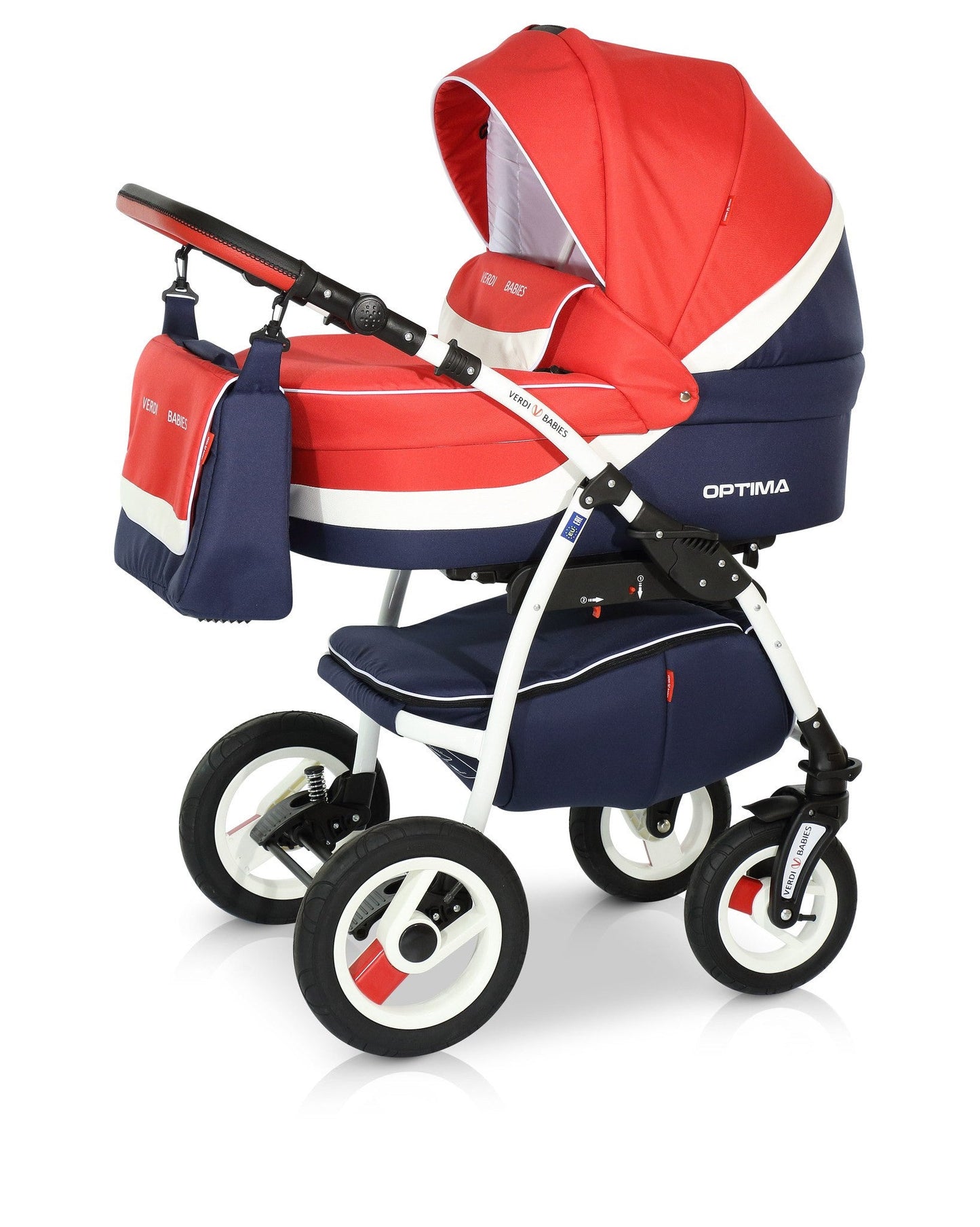 Optima Eco Line Stroller 3in1 5 Red and Blue – 3in1 Baby Pram Stroller Travel System with Car Seat – LuxePram UK