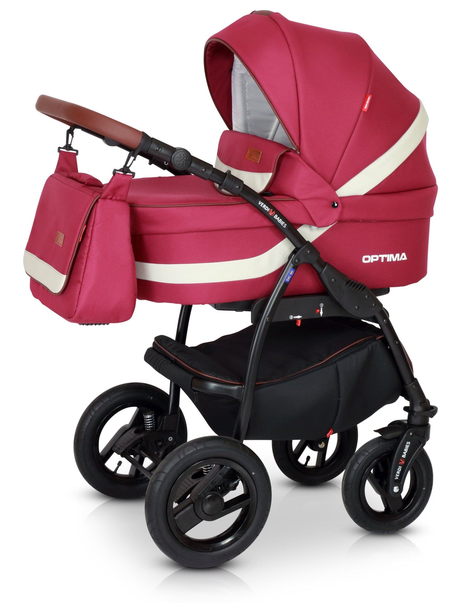 Optima Black Line Stroller 3in1 3 Raspberry – 3in1 Baby Pram Stroller Travel System with Car Seat – LuxePram UK
