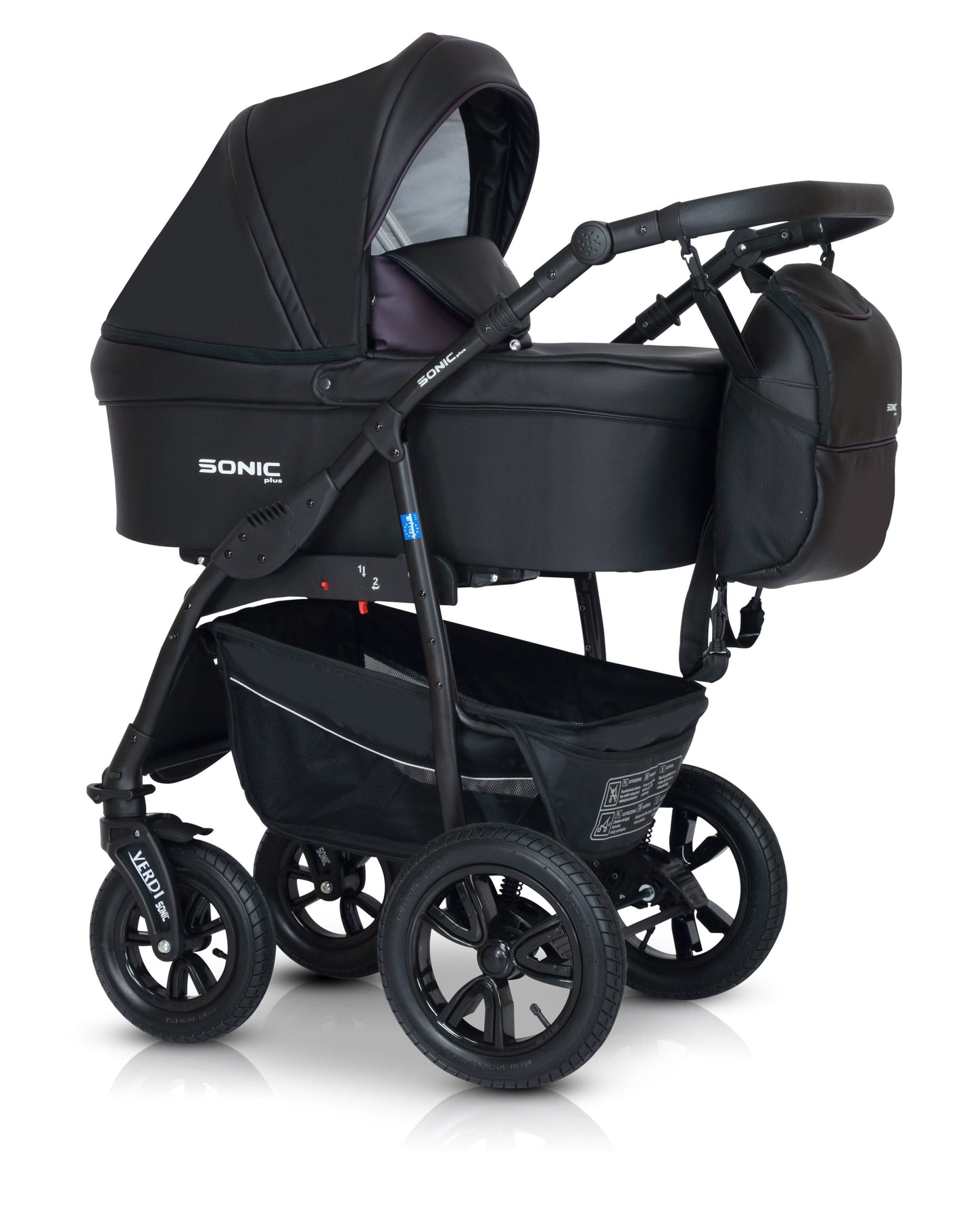 SONIC Stroller Plus 3in1 2 Black Purple Eco Leather – 3in1 Baby Pram Stroller Travel System with Car Seat – LuxePram UK