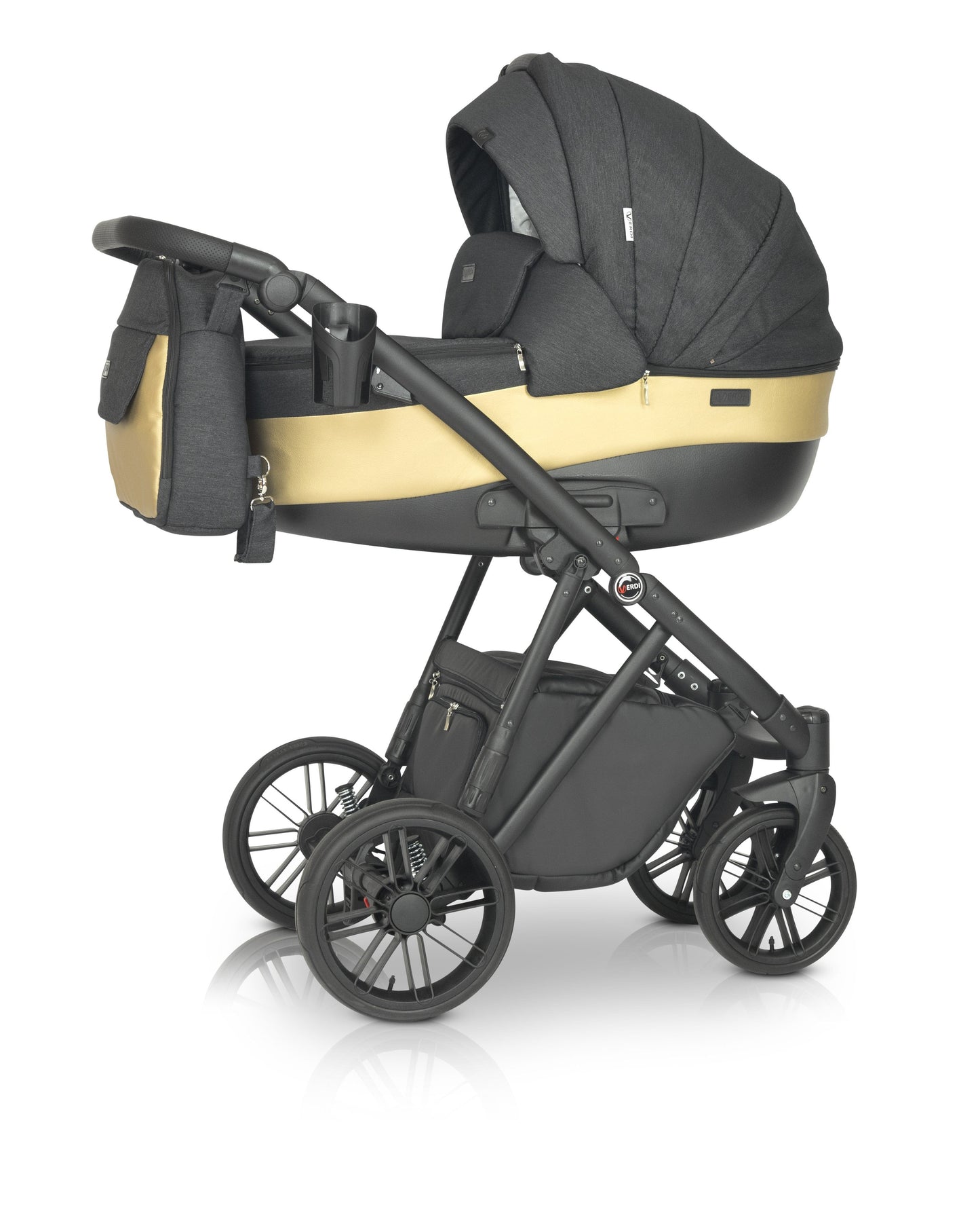 Melbu Stroller 3in1 11 Shadow and Gold – 3in1 Baby Pram Stroller Travel System with Car Seat – LuxePram UK
