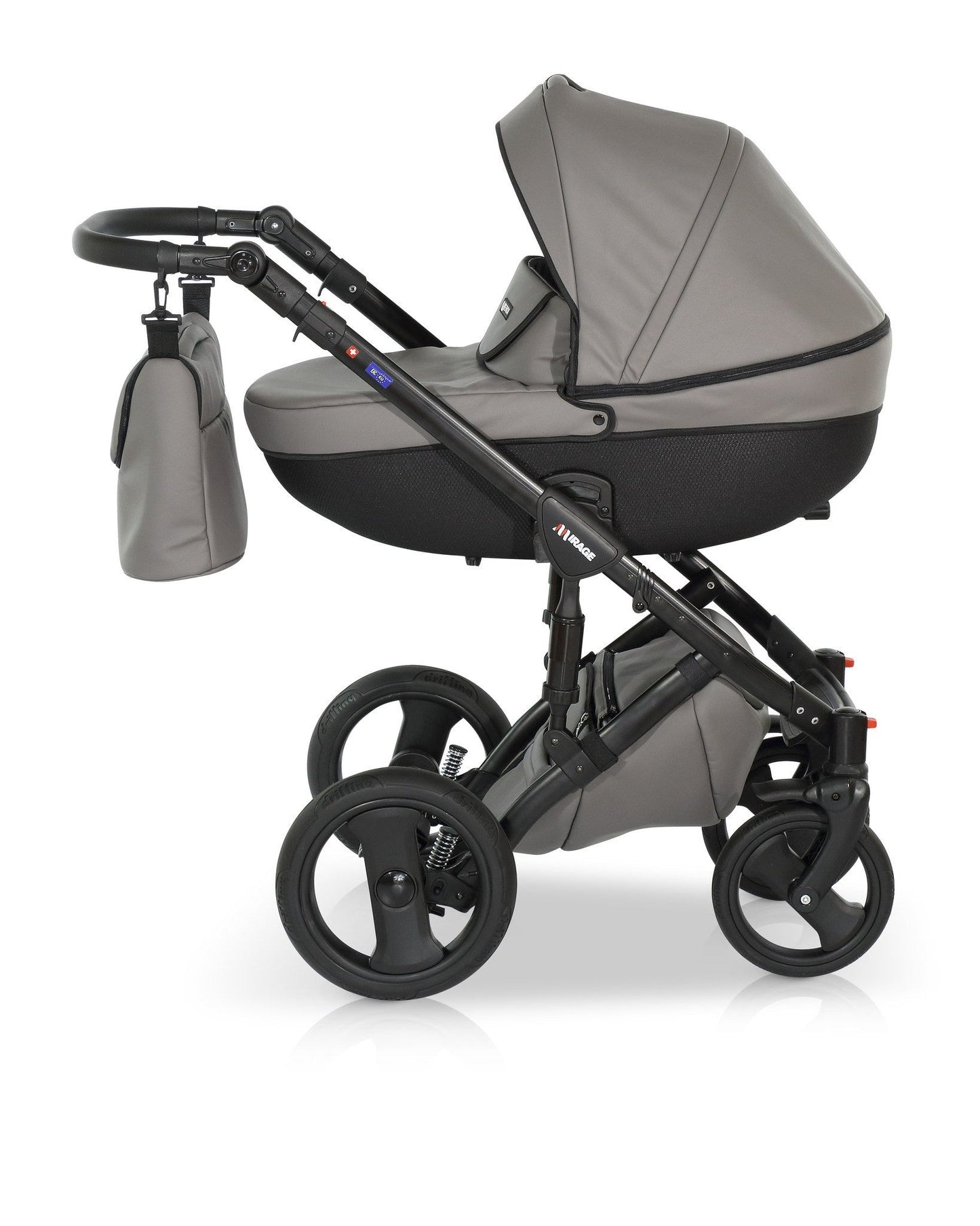 Mirage Livio Eco Premium Stroller 3in1 2 Grey eco leather – 3in1 Baby Pram Stroller Travel System with Car Seat – LuxePram UK
