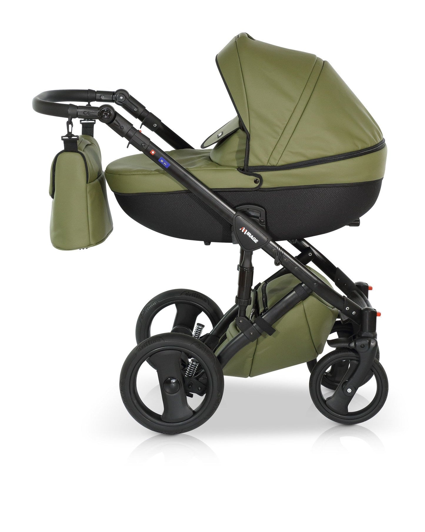 Mirage Livio Eco Premium Stroller 3in1 3 Green Eco Leather – 3in1 Baby Pram Stroller Travel System with Car Seat – LuxePram UK