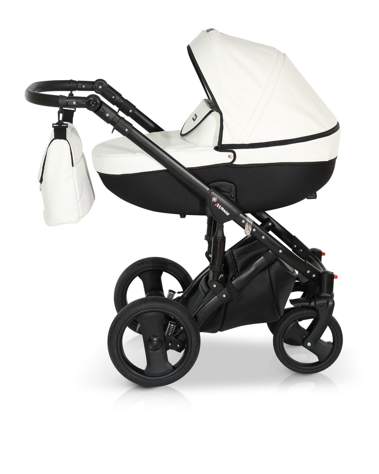 Mirage Livio Eco Premium Stroller 3in1 6 White eco leather – 3in1 Baby Pram Stroller Travel System with Car Seat – LuxePram UK