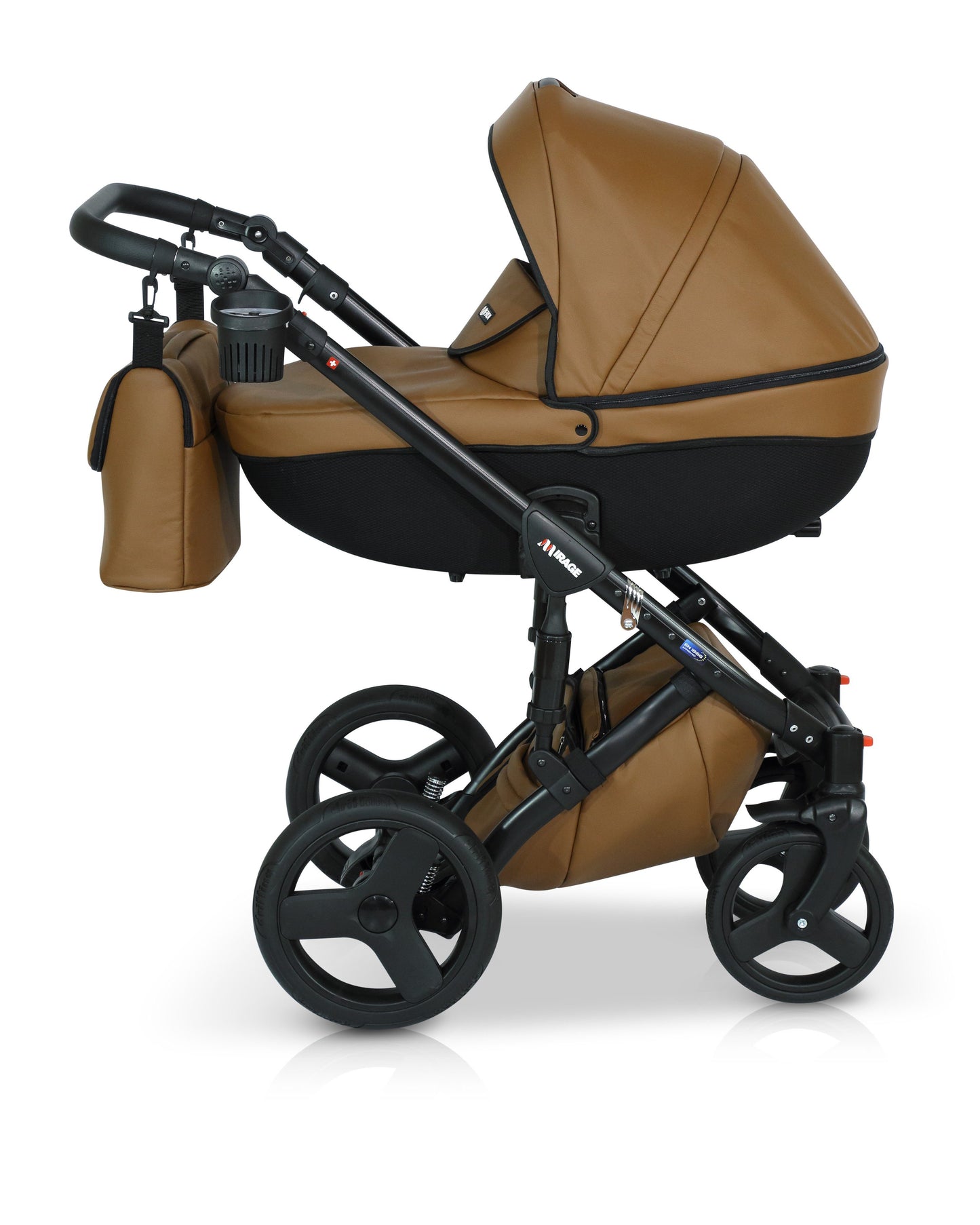 Mirage Livio Eco Premium Stroller 3in1 7 Brown eco leather – 3in1 Baby Pram Stroller Travel System with Car Seat – LuxePram UK