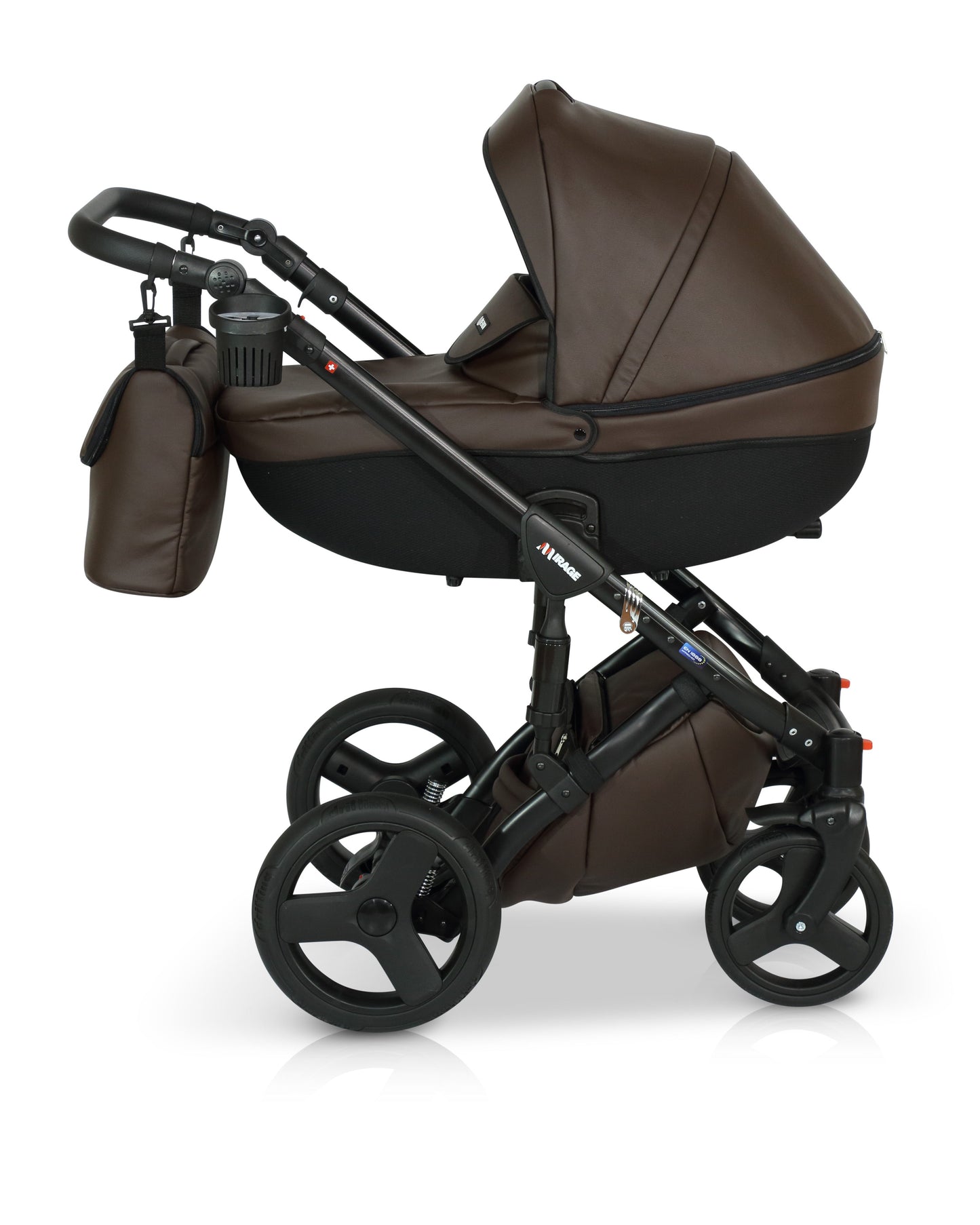 Mirage Livio Eco Premium Stroller 3in1 8 Chocolate eco leather – 3in1 Baby Pram Stroller Travel System with Car Seat – LuxePram UK