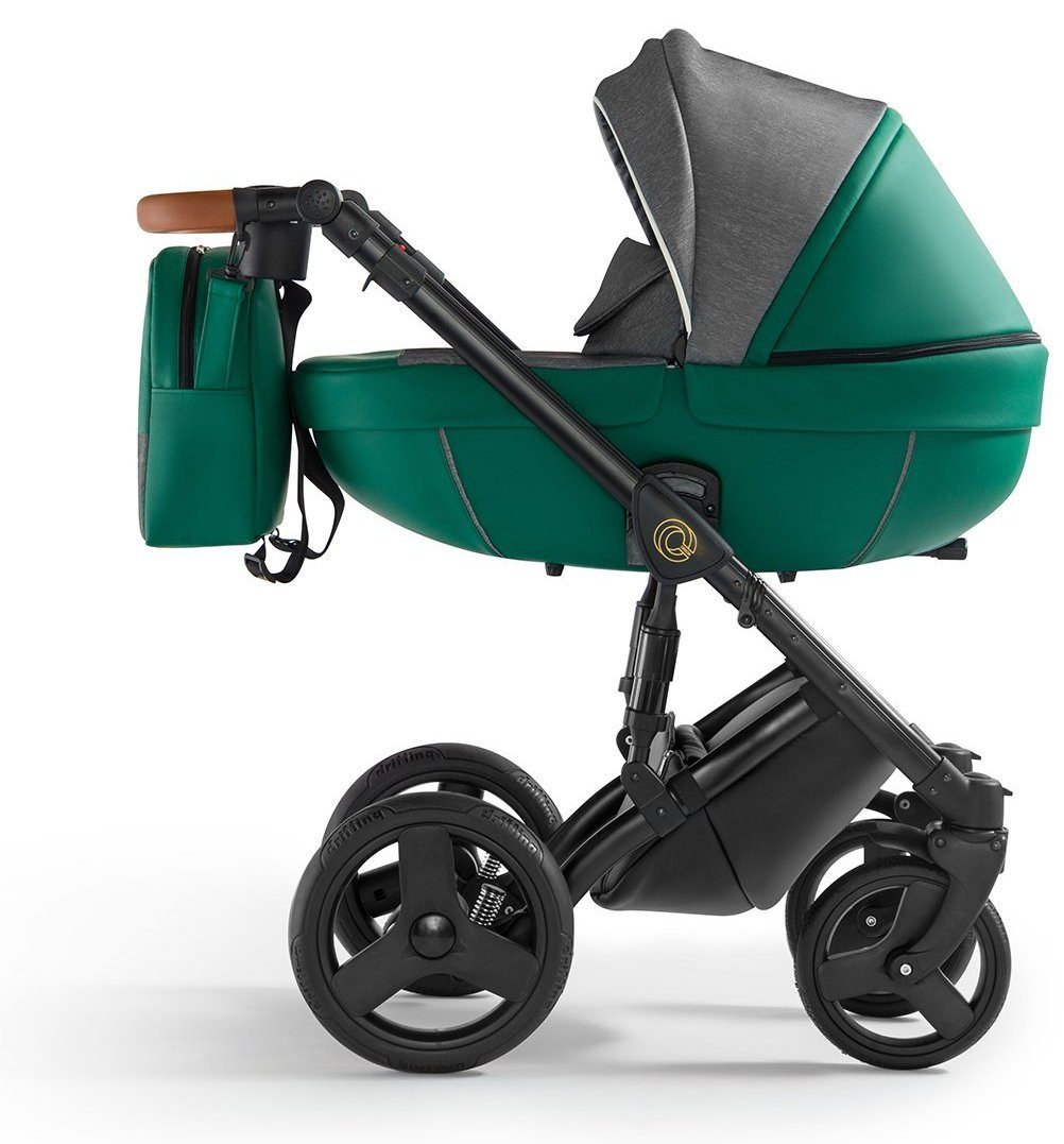 Orion Stroller 3in1 4 Dark Green Eco Leather – 3in1 Baby Pram Stroller Travel System with Car Seat – LuxePram UK