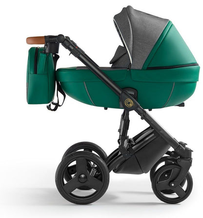 Orion Stroller 3in1 4 Dark Green Eco Leather – 3in1 Baby Pram Stroller Travel System with Car Seat – LuxePram UK