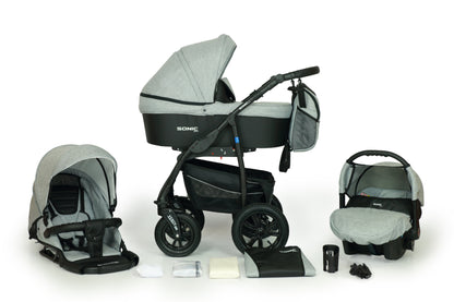 SONIC Stroller Plus 3in1 – 3in1 Baby Pram Stroller Travel System with Car Seat – LuxePram UK