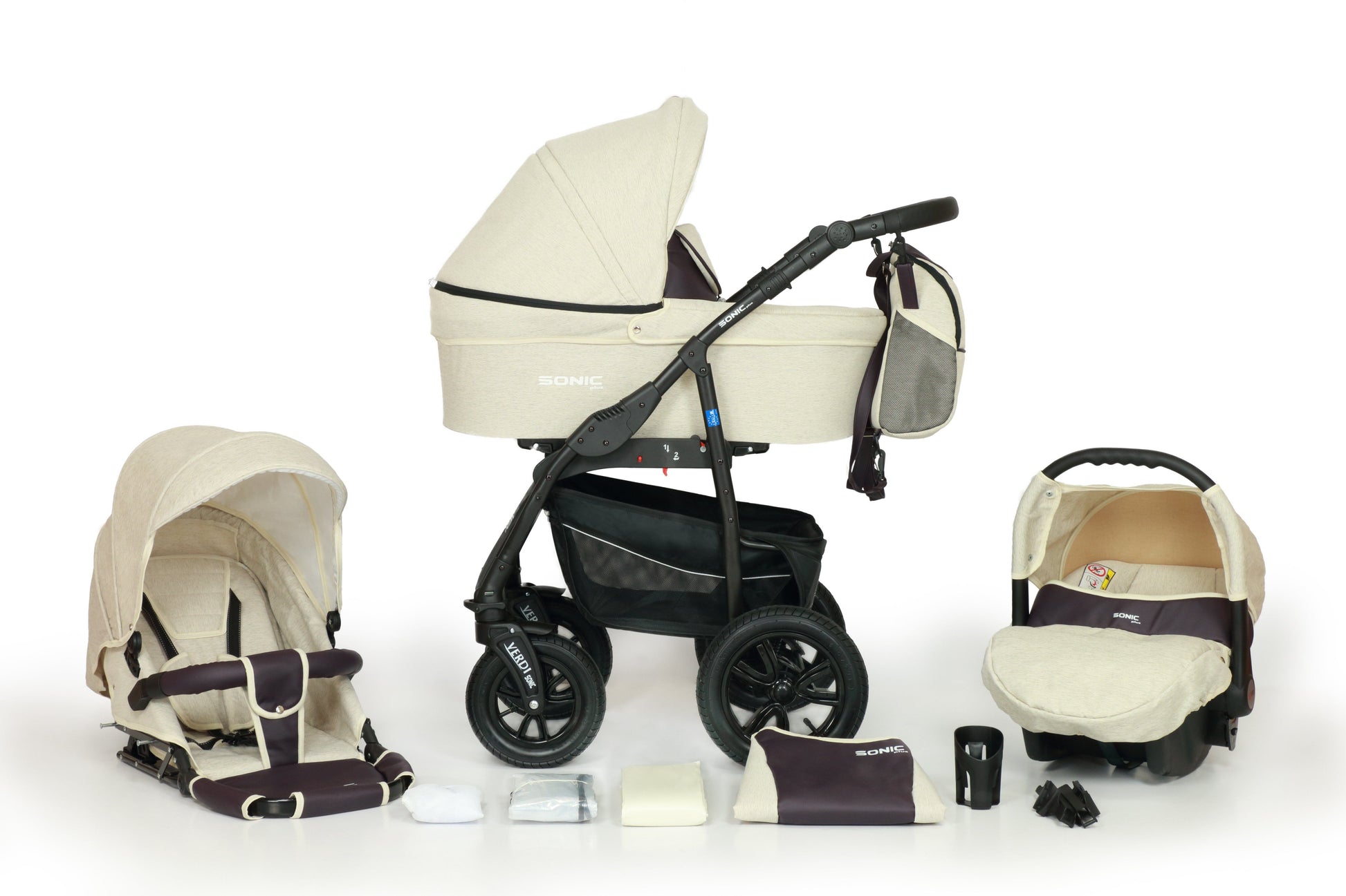 SONIC Stroller Plus 3in1 – 3in1 Baby Pram Stroller Travel System with Car Seat – LuxePram UK