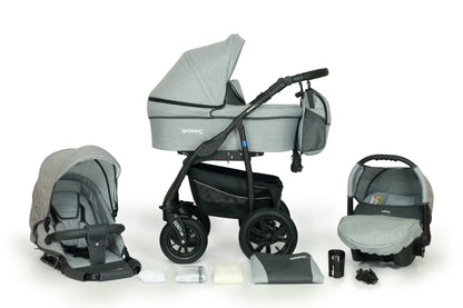 SONIC Stroller Plus 3in1 – 3in1 Baby Pram Stroller Travel System with Car Seat – LuxePram UK