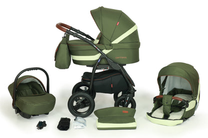 Optima Black Line Stroller 3in1 – 3in1 Baby Pram Stroller Travel System with Car Seat – LuxePram UK