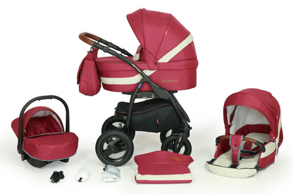 Optima Black Line Stroller 3in1 – 3in1 Baby Pram Stroller Travel System with Car Seat – LuxePram UK