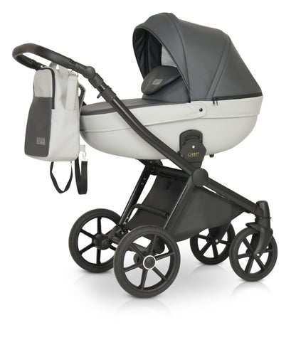 Mirage Soft Stroller 3in1 5 White Steel Eco Leather – 3in1 Baby Pram Stroller Travel System with Car Seat – LuxePram UK