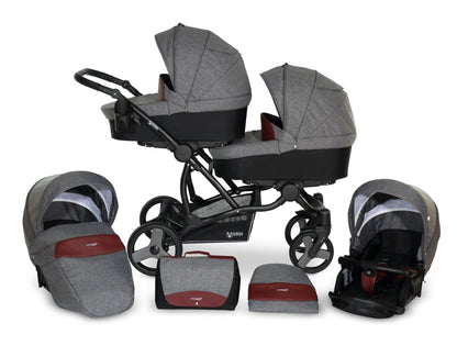 The For 2 Double buggy 3 in 1 | 2 in 1 3 3in1 – 3in1 Baby Pram Stroller Travel System with Car Seat – LuxePram UK