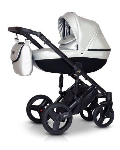 Mirage Limited Edition Stroller 3in1 4 Silver Eco Leather – 3in1 Baby Pram Stroller Travel System with Car Seat – LuxePram UK