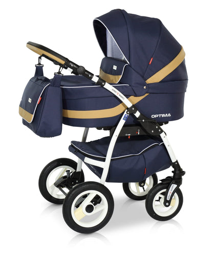Optima Eco Line Stroller 3in1 12 Midnight Blue – 3in1 Baby Pram Stroller Travel System with Car Seat – LuxePram UK