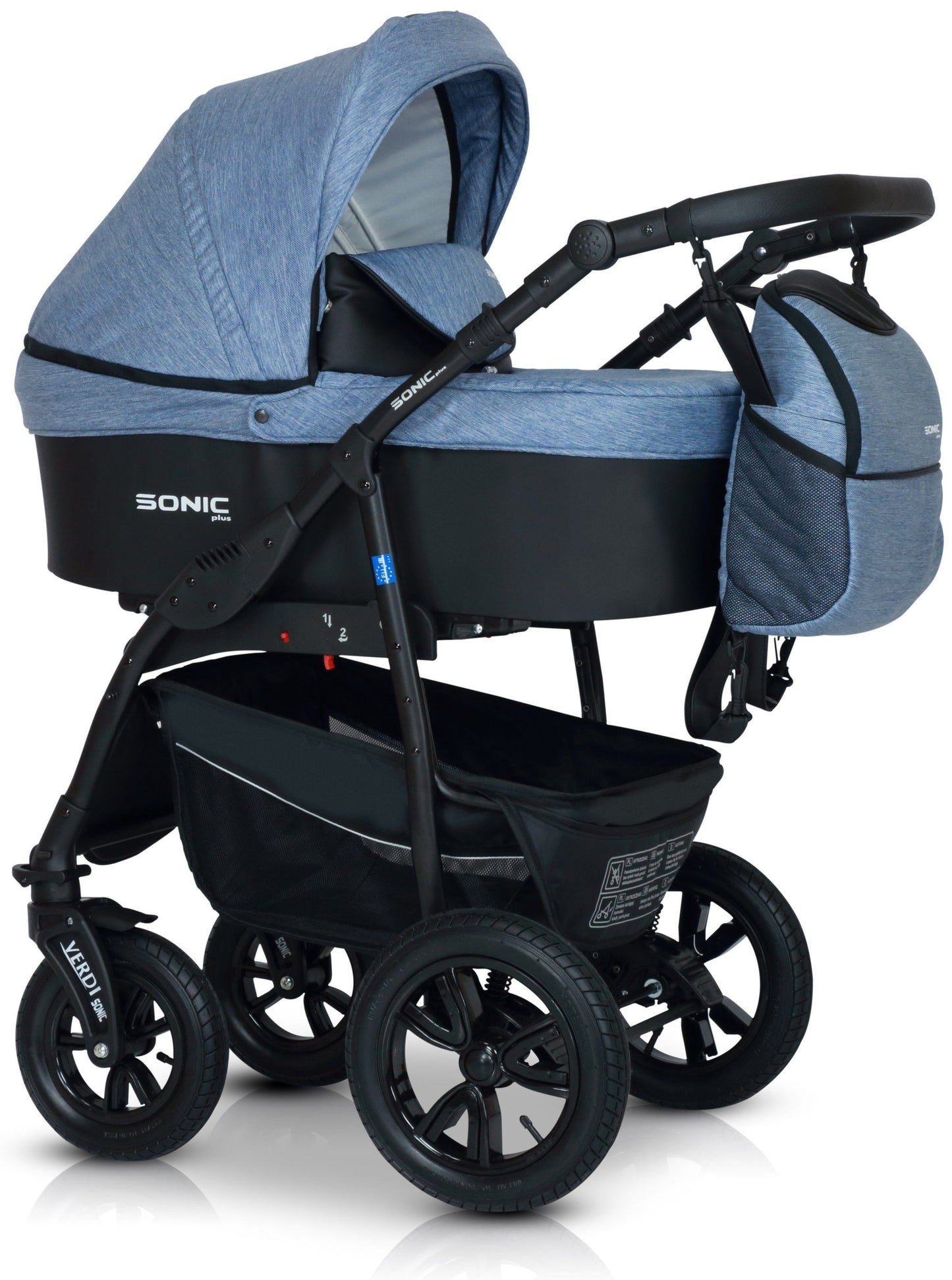 SONIC Stroller Plus 3in1 7 Linen Cornflower + eco leather – 3in1 Baby Pram Stroller Travel System with Car Seat – LuxePram UK