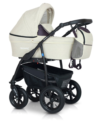 SONIC Stroller Plus 3in1 12 Linen Banana – 3in1 Baby Pram Stroller Travel System with Car Seat – LuxePram UK