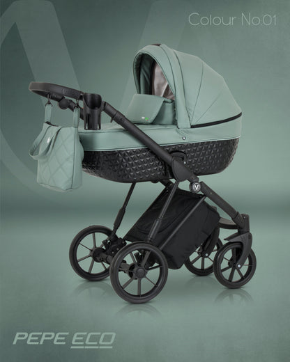 Pepe Eco Stroller 3in1 Green – 3in1 Baby Pram Stroller Travel System with Car Seat – LuxePram UK