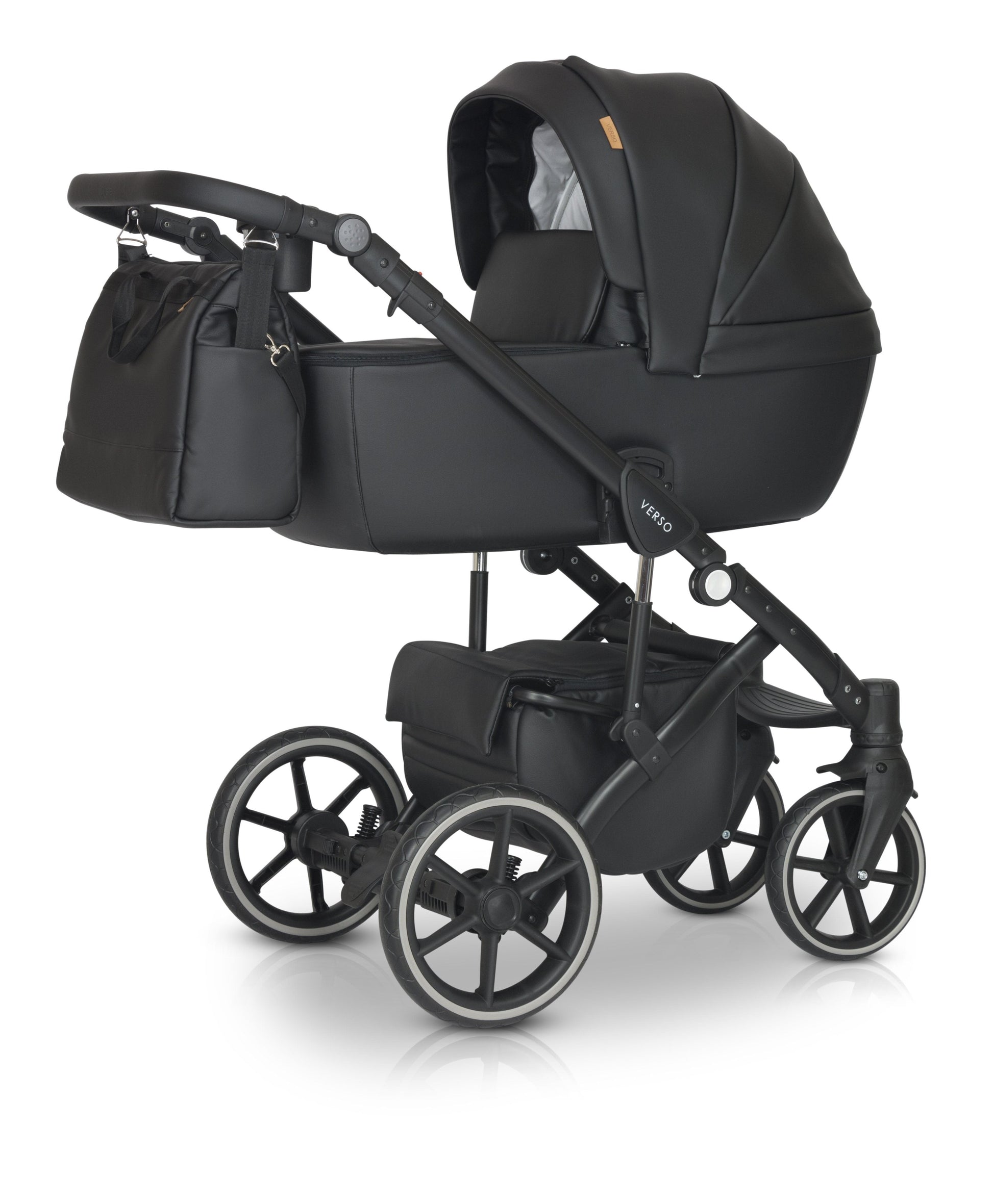 The Verso 3in1 Stroller 1 Black Eco leather – 3in1 Baby Pram Stroller Travel System with Car Seat – LuxePram UK