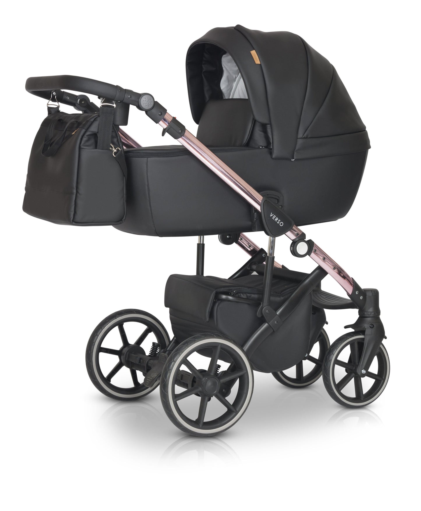 The Verso 3in1 Stroller P1 Black Eco leather – 3in1 Baby Pram Stroller Travel System with Car Seat – LuxePram UK