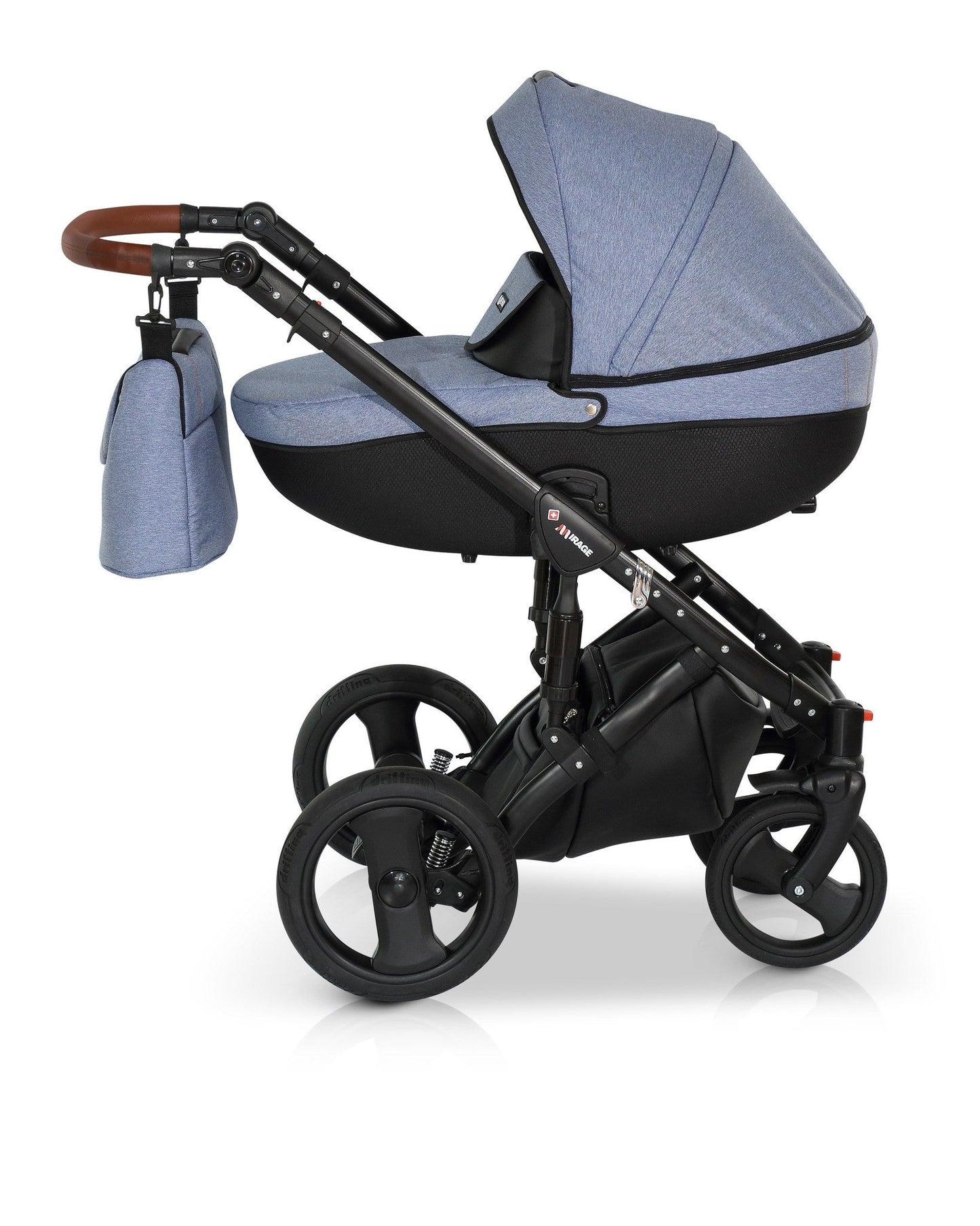 Mirage Livio Eco Premium Stroller 3in1 5 Blue Denim Jeans – 3in1 Baby Pram Stroller Travel System with Car Seat – LuxePram UK