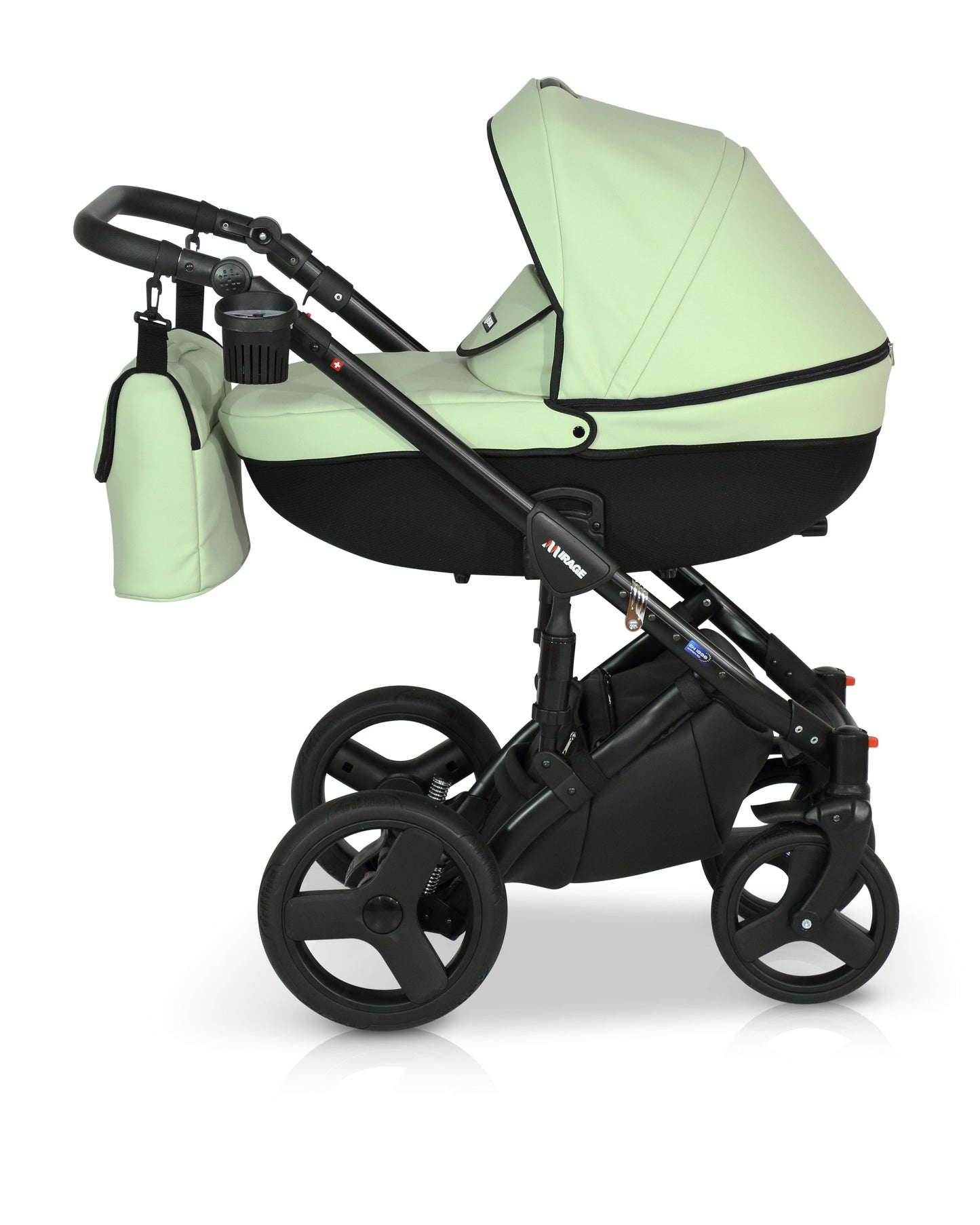 Mirage Livio Eco Premium Stroller 3in1 9 Lime Green eco leather – 3in1 Baby Pram Stroller Travel System with Car Seat – LuxePram UK