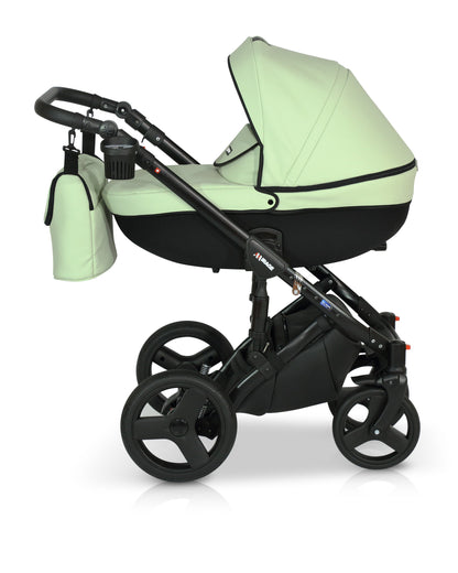Mirage Livio Eco Premium Stroller 3in1 9 Lime Green eco leather – 3in1 Baby Pram Stroller Travel System with Car Seat – LuxePram UK