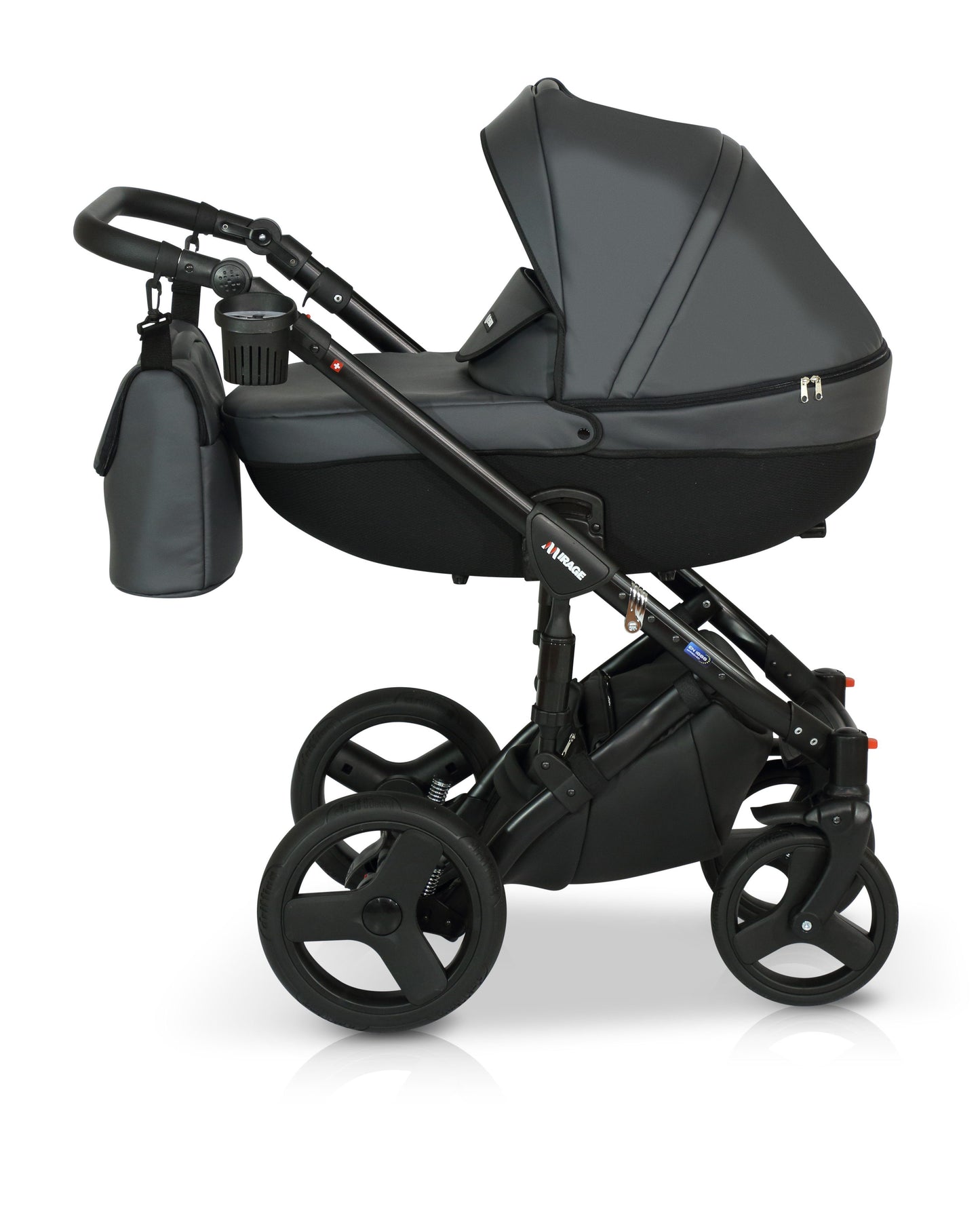 Mirage Livio Eco Premium Stroller 3in1 10 Stealth eco leather – 3in1 Baby Pram Stroller Travel System with Car Seat – LuxePram UK
