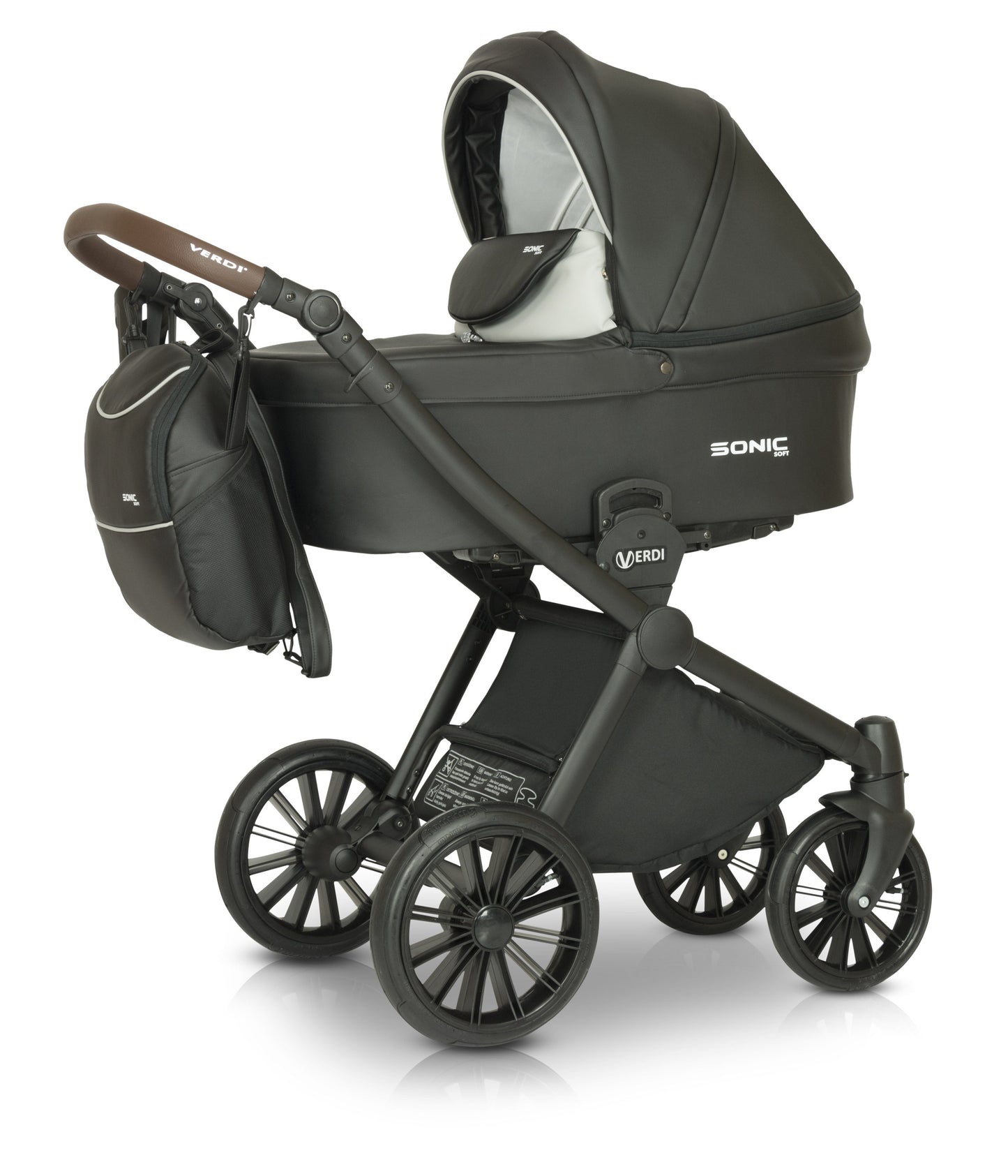 SONIC Soft 3in1 2 Black Eco Leather – 3in1 Baby Pram Stroller Travel System with Car Seat – LuxePram UK