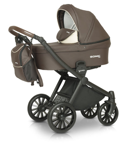 SONIC Soft 3in1 3 Espresso Eco Leather – 3in1 Baby Pram Stroller Travel System with Car Seat – LuxePram UK